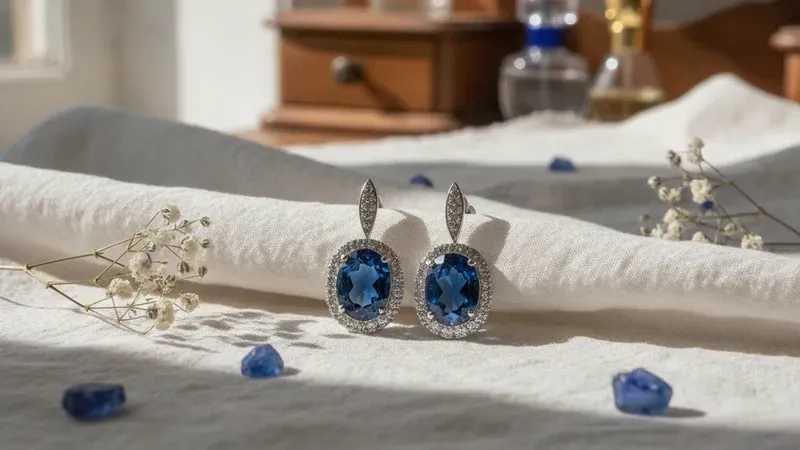 Entretien de boucles d'oreilles saphir