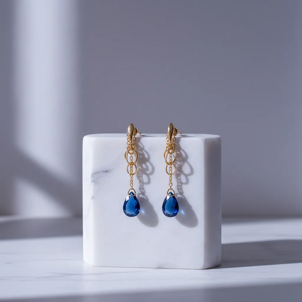 Écrin de boucles d'oreilles saphir pour cadeau